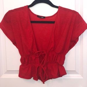 Bright Red Open Tie Top